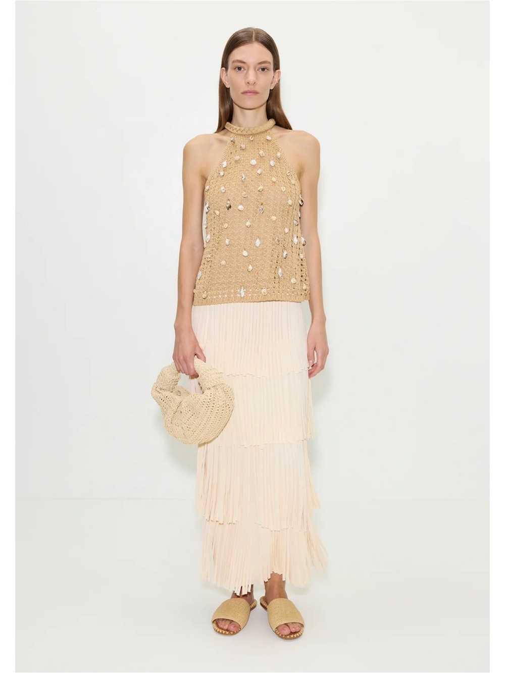 Simon Miller Tan Crochet Shell-Embellished Halter Tank - Picture 6 of 11